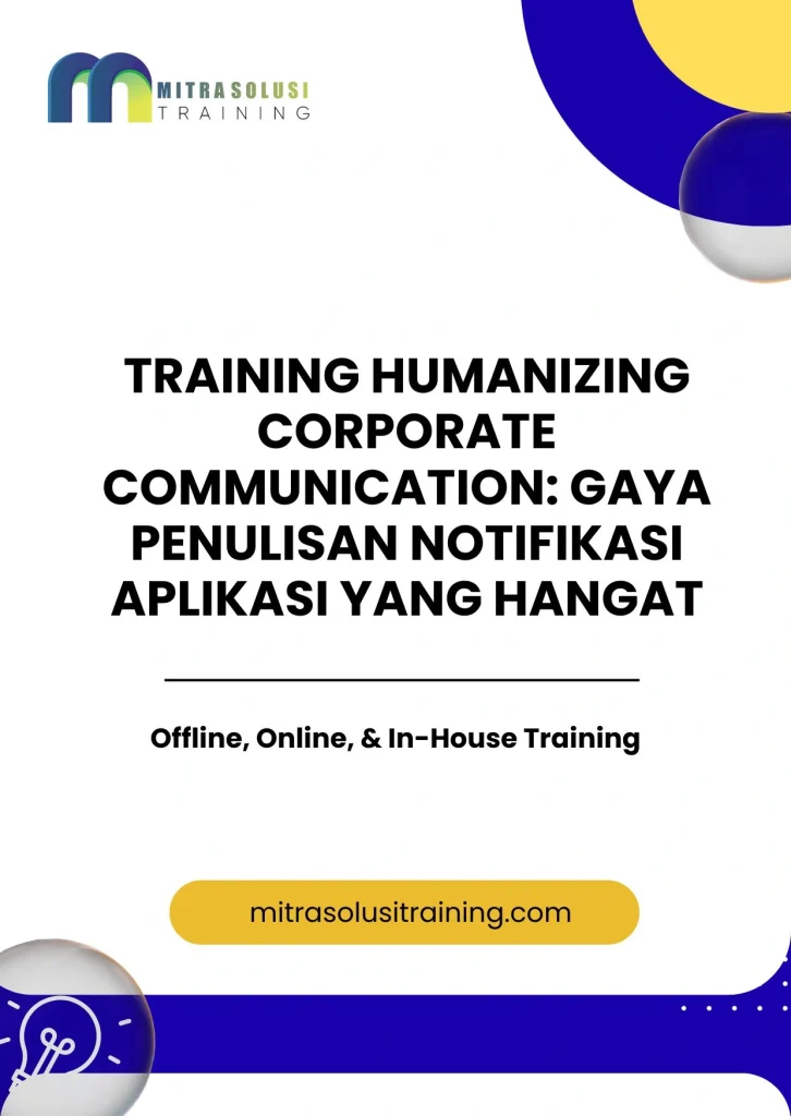pelatihan HUMANIZING CORPORATE COMMUNICATION: GAYA PENULISAN NOTIFIKASI APLIKASI YANG HANGAT di bali